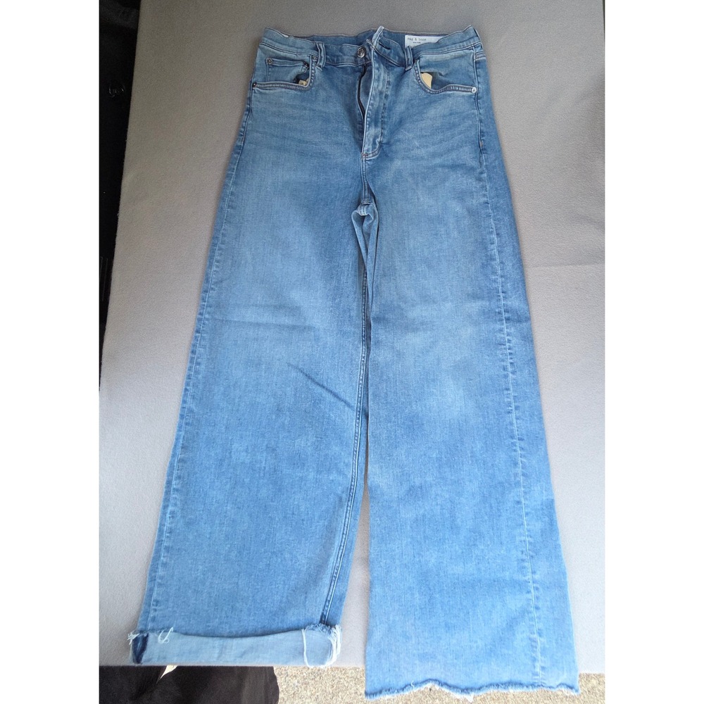 Rag & Bone Whitney High-Rise Ultra Wide Leg Jeans Blue Size 33 WDD24F2952FUWH